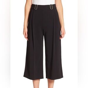 A.L.C Beals Gaucho Double Buckle Black Crepe Wide Leg Culotte Trouser Pants 4